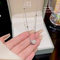 Zilveren hart hanger ketting met kralen ketting van titanium staal en geschenkdoos - X194 Zilveren Kralenketting 3D Hart / Zilver