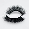 Detail of 20mm thick curly faux mink eyelashes showing voluminous textured black fibers - B8099-20F