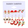 6-teiliges Weihnachts-Ohrring-Set mit Rentier-, Weihnachtsmann- und Lebkuchenmann-Motiven - KC Gold (Stil 8)