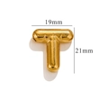 Polished gold bubble initial T pendant necklace, minimalist jewelry size 19mm x 21mm - Gold T