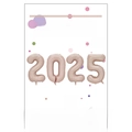 Lot de ballons 2025 en aluminium rose poudré mat 32 pouces pour fête du Nouvel An - 4 Pièces/Paquet (Avec Carte) / Rose Bébé / 32 pouces