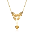 Collana da donna in acciaio inossidabile placcato oro 18K con ciondolo a fiocco e cuore - Collana Fiocco Oro