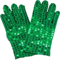 Sparkling green sequin performance gloves for children stage dance and party events - One Size / Green