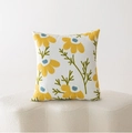 Moroccan tufted cushion cover with yellow floral embroidery and tassel details - Style R-Yellow Daisy Embroidered
