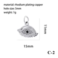 Silver evil eye heart pendant in rhodium plated copper with cubic zirconia inlay - Silver Evil Eye C-2
