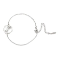 Silver stainless steel birth flower bracelet with hollow floral pendant and lobster clasp - Snowdrop / Silver