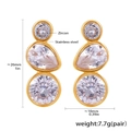 Orecchini pendenti in acciaio placcato oro con tre zirconi trasparenti brillanti - Orecchini in zircone a goccia d'oro / Oro