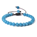 Handgefertigtes 6mm himmelblaues Naturstein-Yoga-Armband mit verstellbarem schwarzem Textilband - Imitierter Apatit