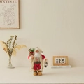 Classic standing Santa Claus figurine with gift sack and lantern Christmas decor - Plaid Shirt / 30cm Height