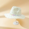 Cappello di paglia bianco da donna con perle eleganti, strass e paillettes colorate - M (56-58cm) / Beige