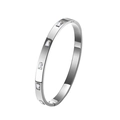 Dettaglio macro del bracciale in titanio argento con cinque zirconi rettangolari - Argento (Strass Bianco)