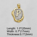 18k vergoldeter P-Buchstaben Anhänger mit Zirkonia-Inlay und Lava-Struktur - Buchstabe P