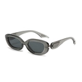 Gafas de sol ovaladas gris translúcido con patillas anchas huecas para moda exterior - Montura Gris / Lentes Gris Negro
