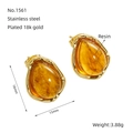 Pendientes de gota en acero inoxidable chapado en oro 18K con resina de ámbar - Ámbar