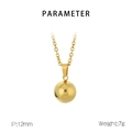 Detailed view of a 12mm gold bead pendant with technical dimensions and weight parameters - Gold 12mm Round Ball Pendant (KP100734-Z)