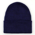 Classic navy blue knitted beanie hat with stylish cuffed brim for winter warmth - One Size / Navy Blue