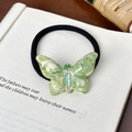 Élastique cheveux papillon 3D vert élégant avec strass brillants et bande - Cravate à cheveux / Vert