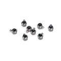 Détail de 8 pendentifs en acier argenté sertis de pierres de zircone rondes sombres - 20 Pièces / 11.5g / Cadre Couleur Acier / Zircone Vert Foncé