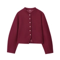 Chaqueta corta granate para mujer con botones metálicos plateados sobre fondo blanco - S / Burdeos