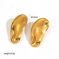 18k gold plated stainless steel teardrop earrings measuring 45.5mm and weighing 16.5g - Gold Irregular Teardrop (TE60213-G)
