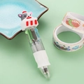 Mini 4-color Christmas ballpoint pen with cartoon puppy and gift box topper in white - Christmas Series 8-White Gift Box