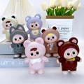 Detailed view of six cute resin figurines wearing diverse animal onesies for home decor - Cute Baby Animal Outfit 01 11cm