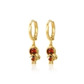Golden princess cartoon earrings featuring vibrant red and blue micro-inlaid zircons - Cartoon Girl (Style 20)