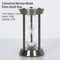 Small cylindrical antique bronze hourglass with white sand for 5-minute timing - Mini Cylindrical Bronze Hourglass (5 Mins)