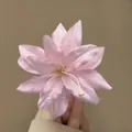 Delicate light pink mesh flower hair clip with realistic white stamens and soft petals - Pink Lily