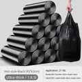Black vest-style drawstring garbage bags in rolls, 45x63cm size for 21-30L bins - Black / 5 Rolls 100pcs (Vest Style Thickened 45*63cm 1.6mil)