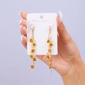 Golden long rose earrings with rhinestones and elegant cascading tassel detail - Yellow Rose (S925 Silver Pin)