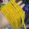Detail of 5x8mm yellow abacus natural stone beads with crackle texture for jewelry making - 5*8mm (Per Strand) / Topaz