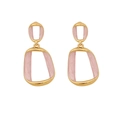 Modern gold-plated geometric earrings with pink enamel inlay in a stylish streamlined design - Purple