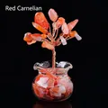 Handcrafted Red Agate crystal money tree with copper wire in a clear glass pot - Red Agate (Mini Fish Tank)