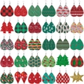 30 Paar Weihnachts-Ohrringe aus Kunstleder mit Tropfen-, Baum- und Sternformen - 30 Paar Leder Weihnachtsohrringe Set