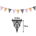 Striscione ragnatela Halloween glitterata rosa arancione e nera con dimensioni - Banner di Ragnatela