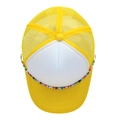 Adjustable yellow and white mesh trucker hat featuring a vibrant colorful beaded chain accessory - M (56-58cm) / Yellow + White