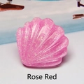 Ciondolo a conchiglia in resina rosso rosa con glitter per la creazione di gioielli - Rosa Rosso