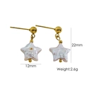 Boucles d'oreilles étoile en nacre et acier inoxydable doré 14K avec dimensions - Pentagramme