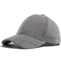 Gorra de béisbol de lana de cordero gris oscuro con textura cálida y visera curvada - Ajustable / Gris