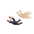 Starry sky pilot alloy pendant with blue enamel finish and gold metal back - Pilot 12x24mm
