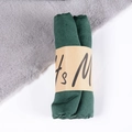 Dark green cotton linen scarf with soft texture and simple kraft paper band packaging - Dark Green / One Size