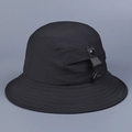 Close-up of quick-dry sun hat showing ripstop nylon fabric and adjustable drawcord - M(56-58cm) / Black