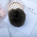 Chouchou en peluche marron foncé, fausse fourrure de lapin douce pour coiffures filles - Vert Militaire
