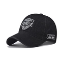 Casquette de baseball en denim noir délavé avec broderie vintage et écusson Force - Réglable / Noir Lavé