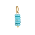 Detail of blue turquoise stone beads stacked in an ice cream shape with gold loop - ZP44827B6 / Turquoise