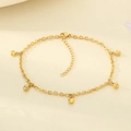 18K gold plated anklet with minimalist star and round bead charms on a simple link chain - Star Bead Charm Style(KJ4336-Z)
