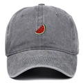 Vintage dark gray washed cotton baseball cap with embroidered watermelon slice design - One Size / Gray
