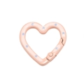 Light pink heart-shaped alloy spring clasp with light blue polka dots for DIY keychains - Grapefruit Base