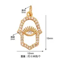 Gold Hamsa Hand charm with sparkling white zircons for DIY jewelry making - Gold Rhinestone Hamsa